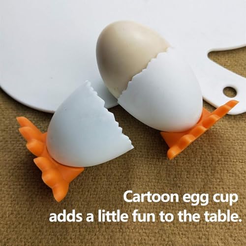 Eierbecher,Eierbecher Set Cartoon Eierständer Egg Cup Eierbecher Lustig Kunststoff Lustiger Eiebecher Kinder Frühstücks Eierbecher Eierhalter Eierständer in Küche für Gekochte Eier(orange+gelb) – Bild 6