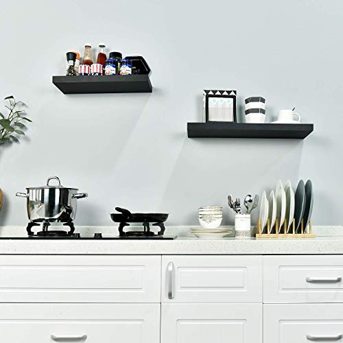 WELLAND Simons Floating Wall Shelf Ledge Shelves, 18-Inch, Black - Thumbnail 5