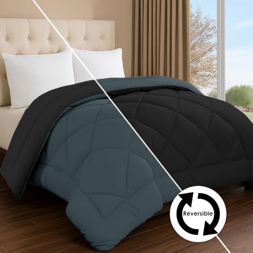 Image of Story@Home Reversible AC Comforter 220 GSM Lightweight Microfiber Summer Blanket for Double Bed (90x100 Inches) | Soft Cooling Quilt, Breathable All Season Duvet for AC Room - Black & Grey
