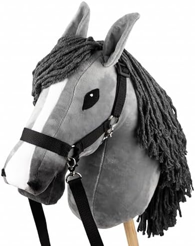 SKIPPI Hobby Horse Grey, A3 Riding Horse Head, Headcollar and Reins