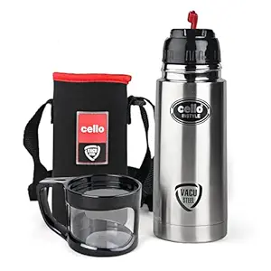 Cello Instyle Stainless Steel Double Walled Flask with Thermal Jacket, Hot and Cold, 350ml, 1 Unit, Silver