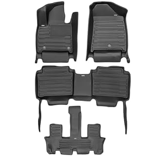 Mat Up! Tapis de sol d'hiver pour Cadillac XT6 6 places 2020-2025 par Mat Up! – Sur mesure – Couverture maximale – Mesure laser – Antidérapant, imperméable, contre la neige et les intempéries – Couvre