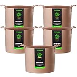 VIVOSUN 5-Pack 30 Gallons Heavy Duty Thickened Nonwoven Fabric Pots Grow Bags with Strap Handles Tan