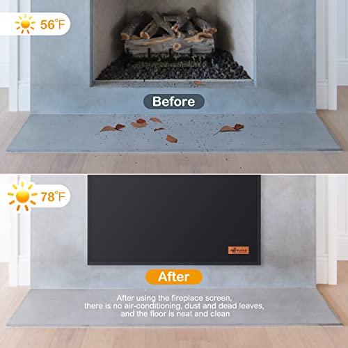 Flasld Magnet Fireplace Blanket For Heat Loss, Black Fireplace Blocker Blanket, Fireplace Draft Guard Cover, Fireplace Draft Stopper Save Energy Blanket For Winter (38" W X 32" H) #TOP5