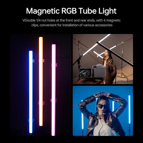Image of VILTROX 2 Pack LED Stick Light Kit, 30W Full Color LED Tube Light with Built-in 14.8V /3300mAh Battery and USB-C 35W Fast Charging, RGBW Video Light for Photography and Filmmaking (K90 Kit)