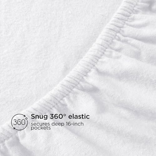 Image of Briarwood Home Flannel Sheet Set, 100% Organic Cotton, Six-Fold Brushed, Super Soft, Warm, Cozy, Deep Pocket Bedding with NanoTech Infuse for Added Durability and Lasting Comfort (Twin, White)