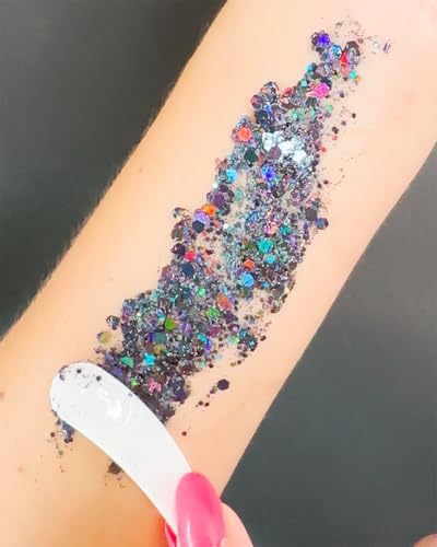 Black - Holographic Body Glitter Gel for Body, Face, Hair - Vegan & Cruelty Free - Electric Bliss Beauty (Black)