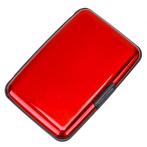 ELFISH Mini carteira de alumínio RFID porta-cartões de crédito capa de identificação de metal para homens e mulheres (vermelho)