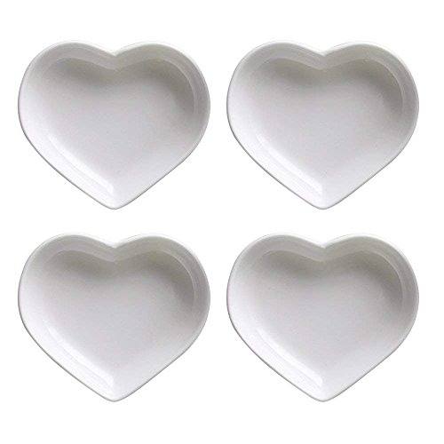 Bicuzat Heart-Shaped Multipurpose Ceramic Sauce Dish Seasoning Dishes Sushi Dipping Bowl Appetizer Plates(Set Of 4) #TOP14