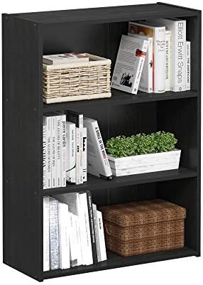 Furinno PASIR Book Shelf, 3-Tier Bookshelf, Storage Shelves Bookcase, 9.7 x 23.7 x 31.5, for Living ...