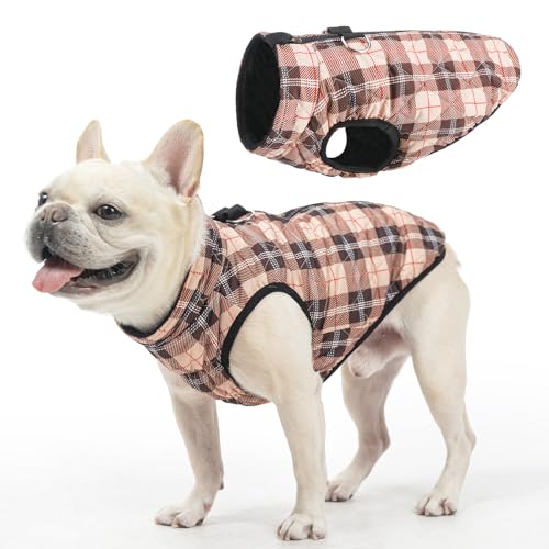 Image of SCENEREAL Dog Winter Coat with Built-in Harness for Small Dogs Boys Girls | Fall Winter Waterproof Puppy Cold Weather Coat, Warm Jacket Fleece Puffer Vest - Windproof Snow Pet Clothes