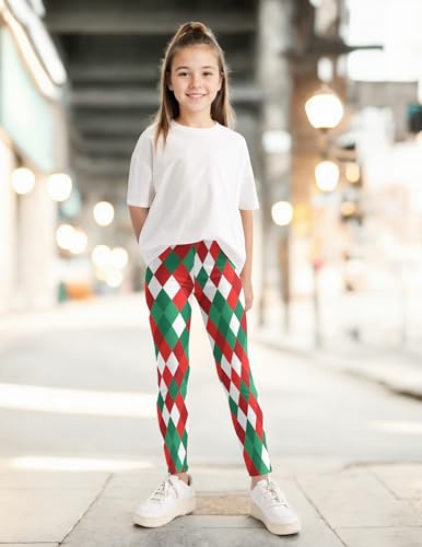 Kiench Girls' Leggings Print Ankle Length High Waist Stretch Pants 4-Pack3