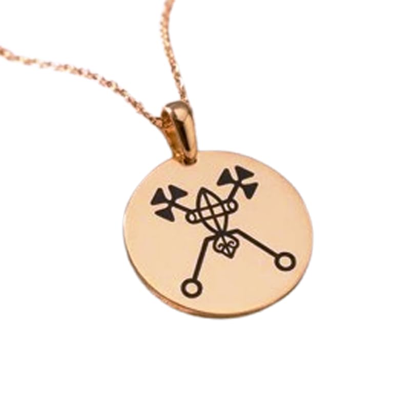 Collier sceau de Bael en argent 925 doré avec sa chaîne câble de 45 cm pour homme et femme