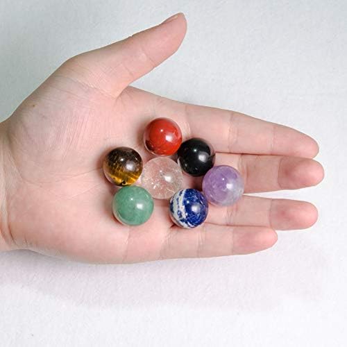 Miniatura 5 de Un juego de bolas de piedras preciosas de reiki de cristal curativo de cuarzo pulido natural para decoración y Feng Shui (0.78 pulgadas - Chakras