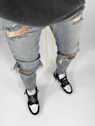 Mens Skinny Jeans Slim Fit Stretchy Ripped Destroyed Grunge Punk Rock Denim Pants4