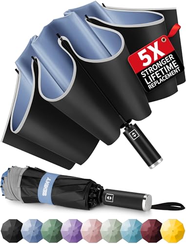 Seniny Inverted Travel Umbrella, Automatic Umbrellas for Rain, Windproof Compact...