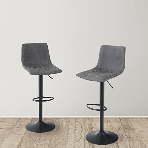 HERA'S PALACE PU Leather Adjustable Swivel Bar Stools Set of 2, Modern Bar Chairs with Footrest and Back, Comfortable & Stable, Counter Height Swivel Stool for Bar, Cafe, Kitchen HERA'S PALACE PU Leather Adjustable Swivel Bar Stools Set of 2, Modern Bar Chairs with Footrest and Back, Comfortable & Stable, Counter Height Swivel Stool for Bar, Cafe, Kitchen