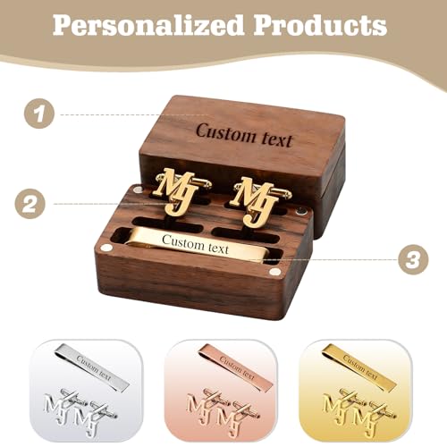 Mancuernillas personalizadas para hombre con diseño de nombre miniatura 5