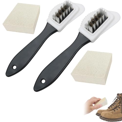 2 Sets Suede Brush, Suede Brush for Shoes Suede Shoe Cleaner Suede Cleaning Kit Suede Cleaning Brush for Clean Decontamination Cleaning Tools with Eraser and Clean Cloth.