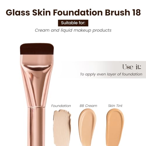 Image of Milagro Beauty Glass Skin Foundation Professional Brush (18) | Full Coverage & Finish| Ultra Soft Bristles | Easy Blending For Cream & Liquid Foundation Application