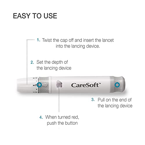 CareSoft Lancing Device - Compatible with CareSens Blood Glucose Monitoring Kit, Lancets and Most (Round/Universal) Diabetic Lancets - Thumbnail 2