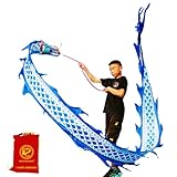 Lightweight Dragon Poi with 3D Dragon Head & Swing Rope Combo for Kids and Beginners, Flowy Dragon Ribbon Streamer Outdoor Fitness Golden Dragon Stage Prop Set (Blue Dragon, 9.8 FT(3M))
