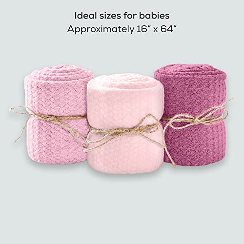 First Landings Baby Wrap | Set of 3 Premium Knit Wraps | Newborn Photography Props for Boy or Girl Photoshoot | Unisex Newborn Receiving Blankets or Baby Swaddle Wrap
