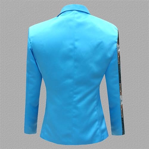 Mens Shawl Lapels Stage Sport Coat Formal Shiny Sequin Tuxedo Stylish 2 Color Conversion Casual Suit3