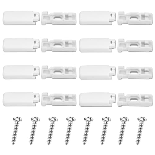 TOKSEO 8 Stück Plissee Ersatzteile Klemmträger Plissee Halterung Ersatzteile Weiß mit Schrauben Kunststoff Spannschuhe für Plissees (10 x 28 mm)