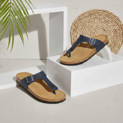Image of YOHO Sandals for Men | Leather Thong Sandals with Cork Footbed for Daily Wear- SDL