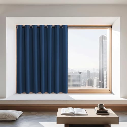 NICETOWN Blackout Curtains 72 inches Long, Grommet Privacy Window Thermal Insulated Room Darkening Sliding Glass Door Drape for Bedroom Living Room, 1 Panel, W100 x L72, Moroccan Blue