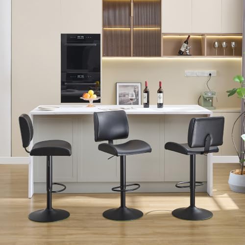 Image of FIRAVOE Adjustable Height Bar Stools Set of 3 with Backs for Kitchen Island