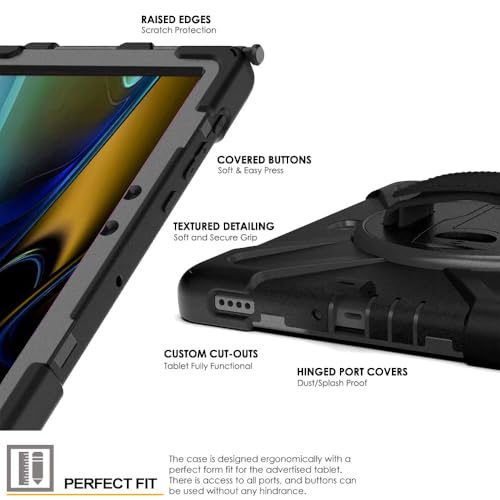 TECHGEAR X Case Compatible with Samsung Galaxy Tab Active Pro 4 2022, Active Pro 10.1 2019 (SM-T540/T545/T630/T636) Robust Shockproof Outdoor Protective Case with 360 Degree Swivel Stand, Hand