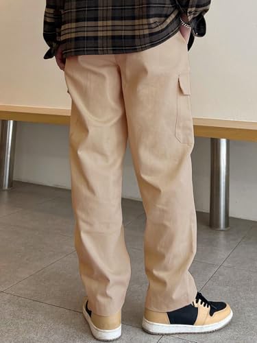 Image of GRECIILOOKS Men Loose Low-Rise Baggy Cargo Pants - Cotton Trousers with Adjustable Drawstring Waist - Casual Streetwear Utility Cargos