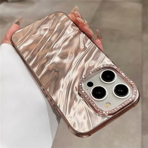 Coque iPhone 13 Pro rose vague bouclée antichoc appareil photo strass