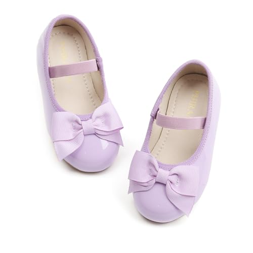 Image of PHIRAMIN Toddler Flower Girl Dress Shoes - Little Girl Ballet Flats Bow Wedding Party