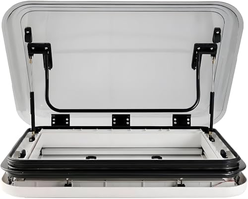 RV Caravan Roof Vent with LED Skylight, 700x500mm Cut Out, Anti-UV Sunshade Roof Hatch for Trailers, Durable Ventilation Solution for RVs and Caravans