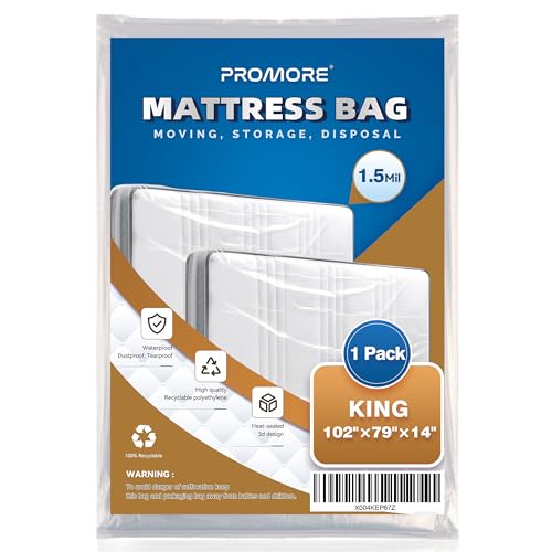 Plastic Mattress Bag for Moving Storage King/Cal King Size 1.5Mil