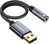 Facile à Installer: Aucun pilote n'est requis et alimenté par bus USB. Reconnu automatiquement par le système en quelques secondes. Pratique pour contourner la carte son USB défectueuse et le port audio 3,5mm défectueux de votre ordinateur. Compatible avec diverses apps de visioconférence, telles que Skype, Microsoft Teams, Zoom, Hangouts et Bluejeans.