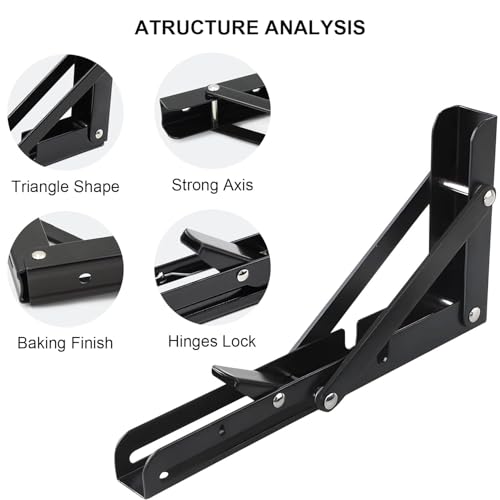 Klappkonsole Schwerlast 150mm, Edelstahl Klappbarer Regalträger für Wandmontage, Schwerlast Regalträger Klappbar bis 30kg, Platzsparende Faltbare für Küche, Garage, Werkstatt