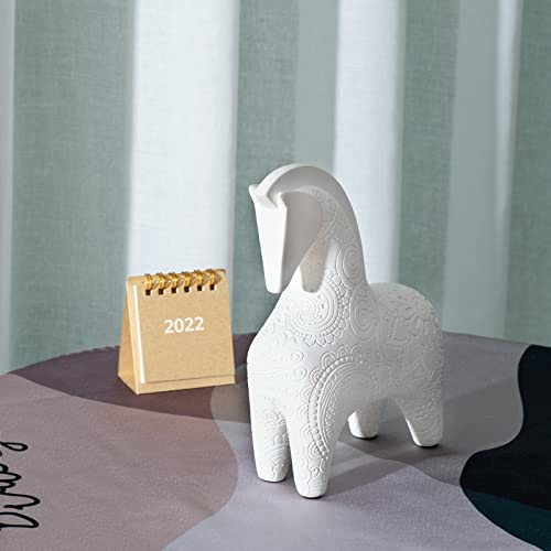 Sandybaytas Horse Statue Decor, Resin Horse Sculpture, Hand-Carved Animal Figurine Collectible Gift For Home Decorations, Living Room, Bookshelf, Mantel, Table Centerpiece, Office Desktop (White) #TOP4