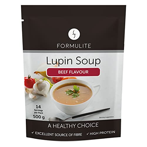Formulite Lupin Soup Powder 500g Bag, High Fibre, High Protein, Gluten Free, Dairy Free Diet Soup Powder with Lupin Flakes (Beef)