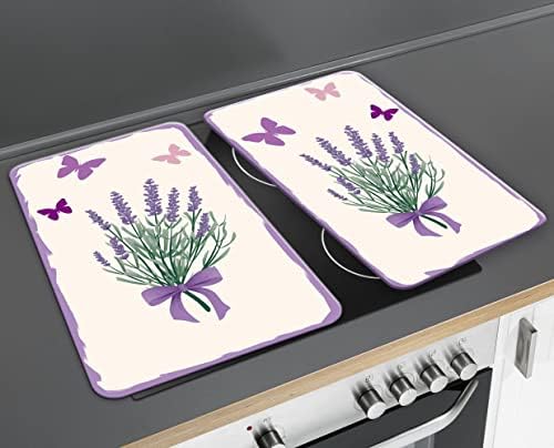 Maximex 2521436500 Universal Cover Plates Lavender Bouquet-Set of 2, for All Types of cookers, Tempered Glass, 30 x 1.8-4.5 x 52 cm, Multicoloured