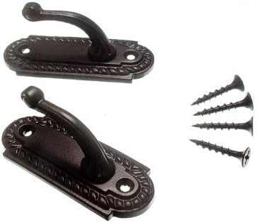 Curtain Tie Hold Back Hooks Georgian Black 70Mm With Screws 1 Pair