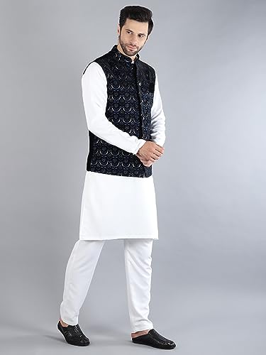Image of Uri and MacKenzie Men's Silk Blend Kurta Pajama with Designer Ethnic Nehru Jacket /Modi Jacket