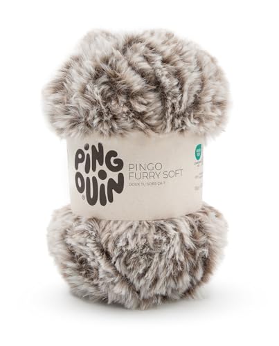 Pingouin - Pelote de Laine Pingo Furry Soft - Laine à Crocheter et à Tricoter - 100% POLYESTER - Aiguille n°8 - Couleur MARRON