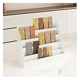 pujindu Tile Sample Display Stand, 4-Tier Countertop Stone Holder For Showrooms, Modern Sample Rack For Marble, Quartz, Granite(White,46x18x35.5cm)