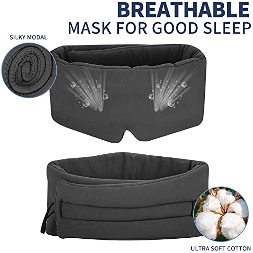 Relax Melodies Blackout Eye Mask For Sleeping,Cotton Sleeping Mask For Women Men,Adjustable Blindfold Eye Cover With Fabric Pouch For Traveling - Gray #TOP1