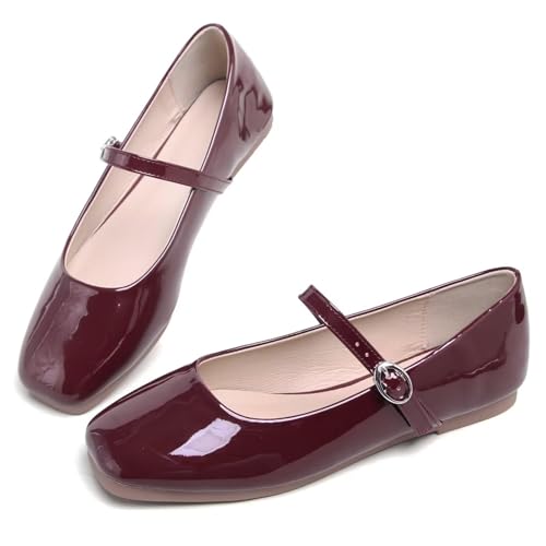 Image of LUXINYU Women's Slip on Flats,Classy Round Toe Solid Classic Mary Jane Ballet Dance Shoes Soft Comfortable PU Flat Shoes