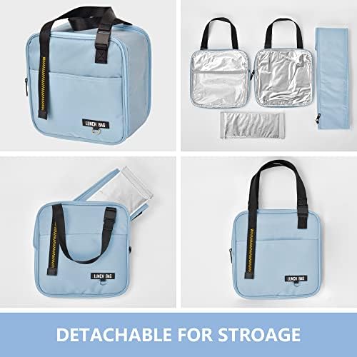 Insulated Lunch Bag for Women/Men - Reusable Lunch Box for Office Work School Picnic Beach Camping Lunch Bag with Adjustable Shoulder Strap for Kids/Adult-Blue